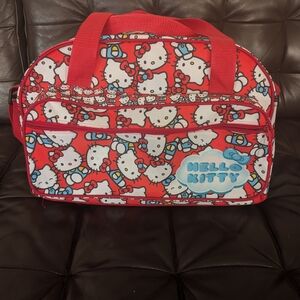 Hello Kitty Red Nylon Printed Duffel Bag
